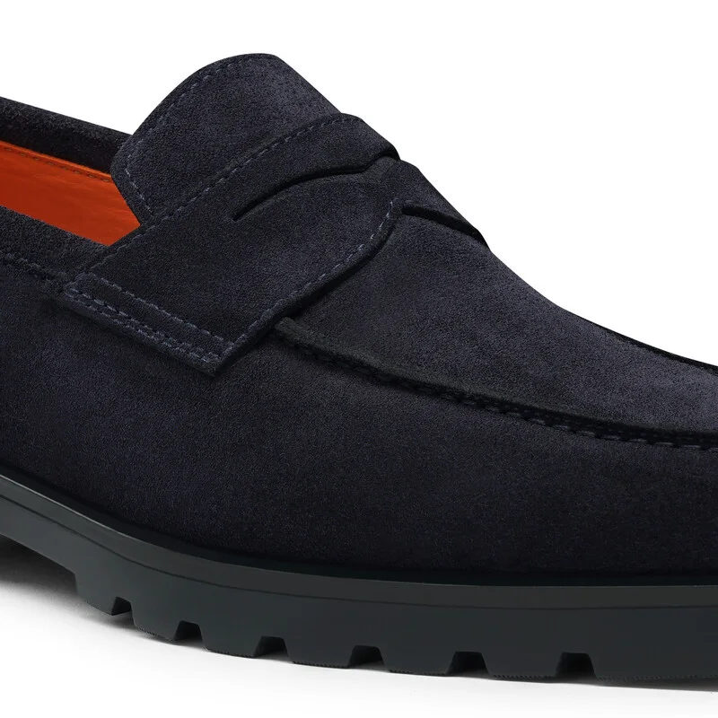 Mocassin Penny en daim bleu pour homme