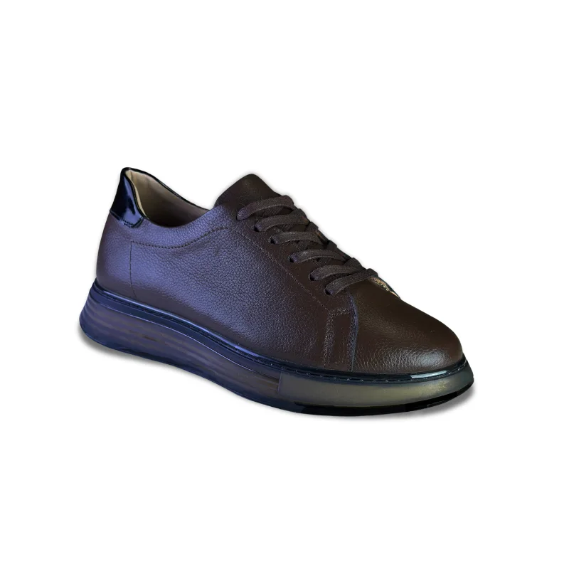 Sneakers homme en cuir Marron