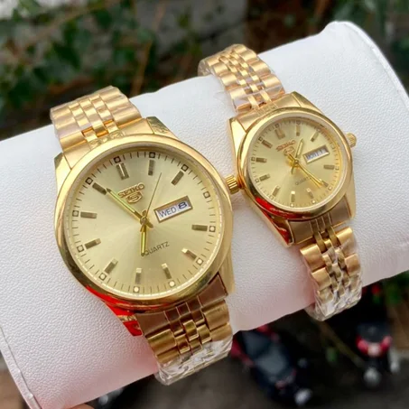 Seiko 5 Couple watches Gold Dial