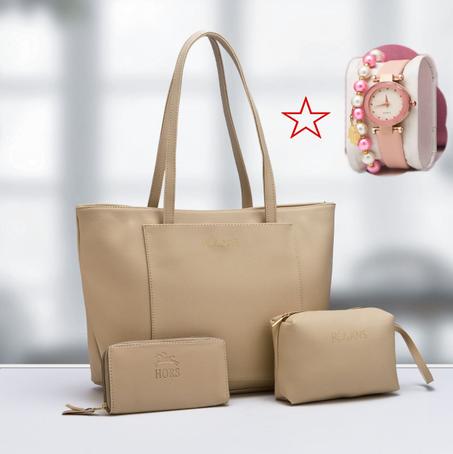 PACK GRAND SAC صاك الحجم الكبير 3 بياس + ساعة + براسلي عقيق