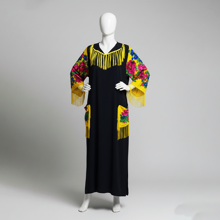 جلابة بالقطيب الأمازيغي الأصفر – أناقة مشرقة بلمسة تراثية ✨👗