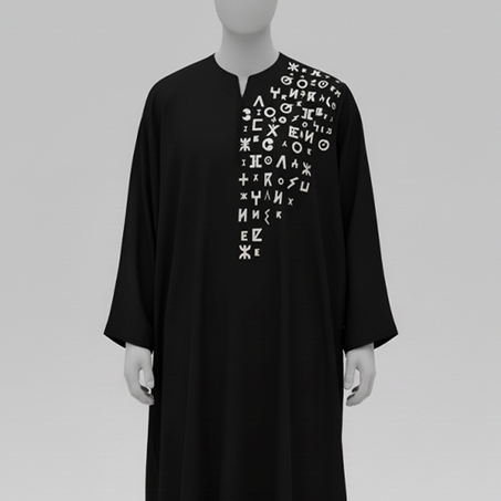 كندورة رجالية كحل 🖤 بتطريز أمازيغي على جهة واحدة 🪡