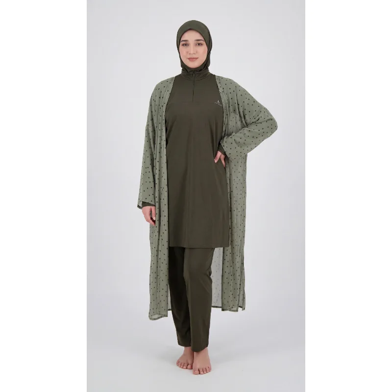 Burkini Olive (بوركيني 3 بياس أوڤر سايز + كيمونو)