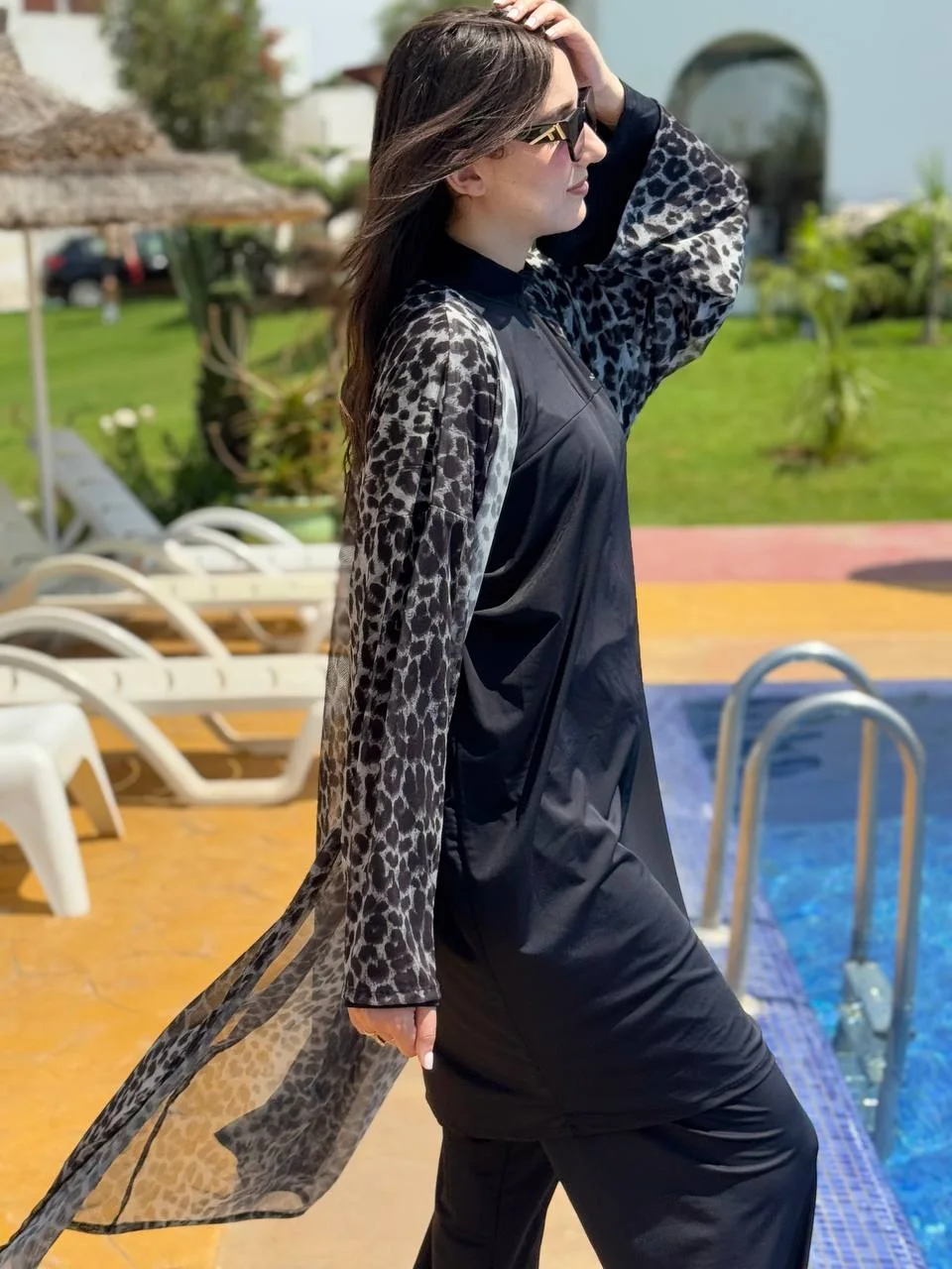 Burkini Black (بوركيني 3 بياس أوڤر سايز + كيمونو)
