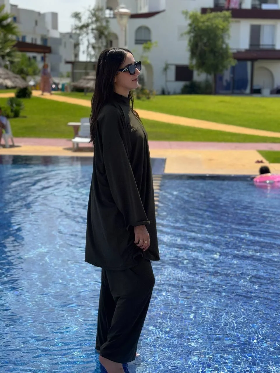 Burkini Olive (بوركيني 3 بياس أوڤر سايز + كيمونو)