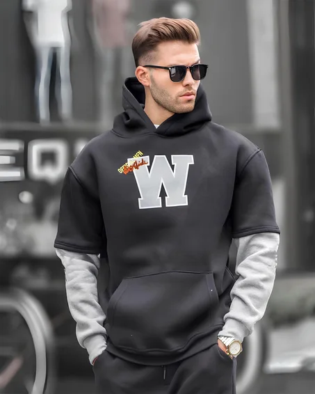 سويتشيرت W ملتون مبطن من الداخل بوبره  معالج ضد الانكماش