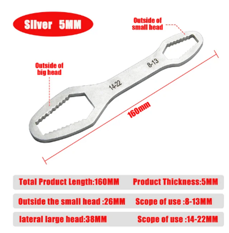 حواف توركس ذاتية الشد عالمية أداة يدوية متعددة الأغراض رأس مزدوج قابل للتعديل 8-22 مم سارع واطلب الآن