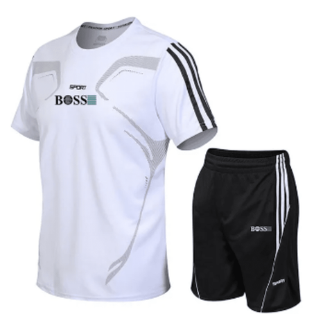 بذلة رياضية جيدة التهوية للرجال ، طقم جري ، تيشيرت غير رسمي وشورت ، طقم من قطعتين