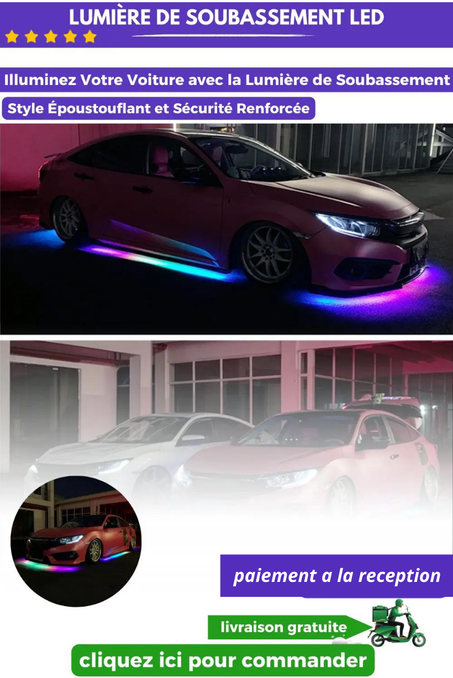 Lumière de Soubassement LED Voiture | Étanche et Multicolore