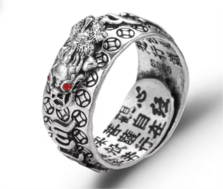 Bague de la chance -raméne l'argent et le bonhuer -Réglable Motif Dragon - Élégance et Puissance Mythique
