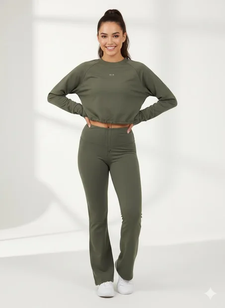 Survêtement Femme Kaki & Noir… راحة وأناقة لكل لون 🖤🟢