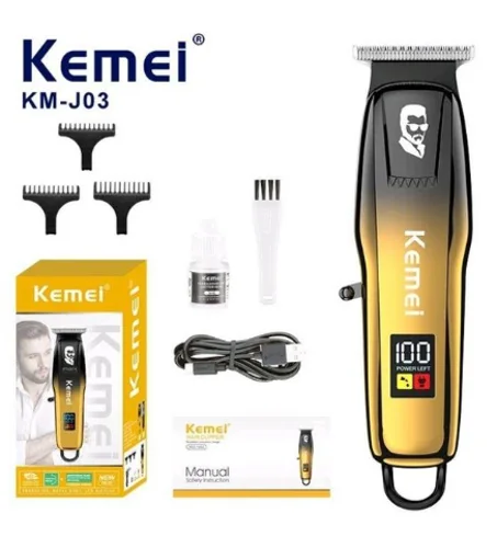 Kemei KM-J03 — ماكينة حلاقة وتقليم شعر ولحية كهربائية للشباب والرجال