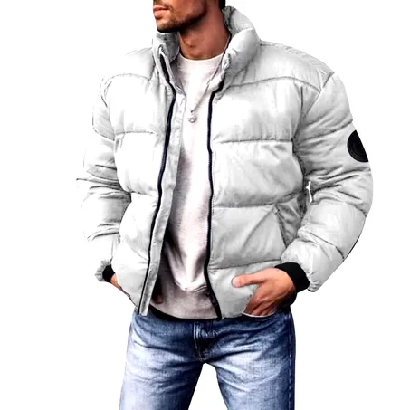 جاكيت رجالية قطنية للشتاء مواكبة للموضة   بمقاسات كبيرة ملابس بياقة قائمة قطنية جواكيت سميكة قطنية للرجال