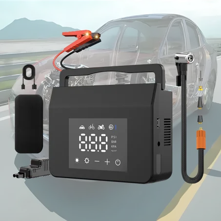 8000mAh 1200A 12V Portable Car Jump Starter with Air Compressor & Tire Inflator, Lithium Backup Battery & Power Bank