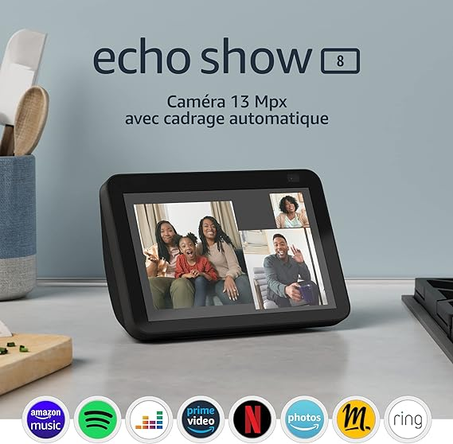Echo Show 8 (2e génération, modèle 2021) | Écran connecté HD avec Alexa et caméra 13 Mpx | Anthracite