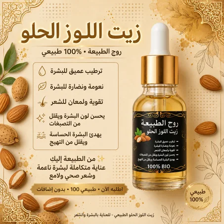 زيت اللوز الحلو الطبيعي 100% للشعر والبشرة | روح الطبيعة