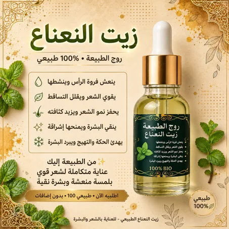 زيت النعناع الطبيعي 100% للشعر والبشرة | روح الطبيعة
