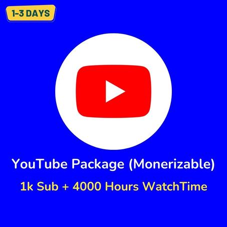 Get YouTube Package (Monerizable) 1k Sub + 4000 Hours WatchTime