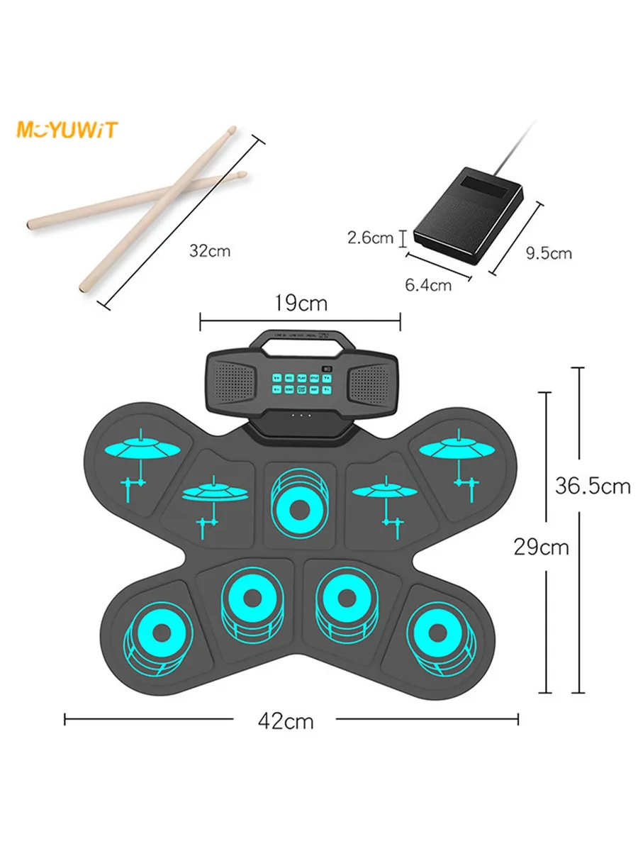 Drum Pad Électronique Portable avec Pédales