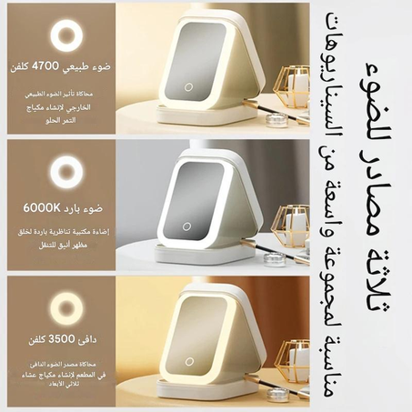 صندوق تخزين مكياج بمرآة LED، حقيبة مكياج محمولة للسفر، حقيبة مستحضرات تجميل، صندوق تخزين مكياج بسعة كبيرة، ملحقات المكياج