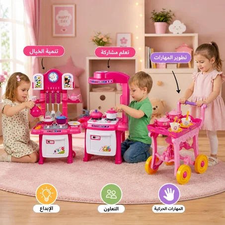 مجموعة المطبخ وعربة الشاي الملكية (61 قطعة)