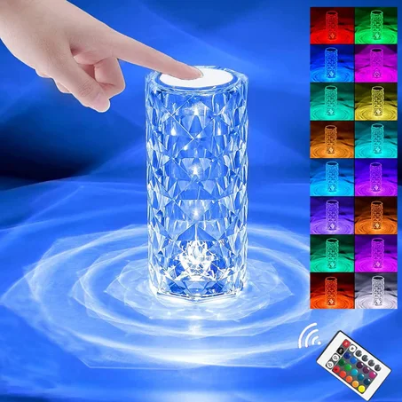 مصباح سحري من الكريستال قابل للشحن مع مفتاح التحكم