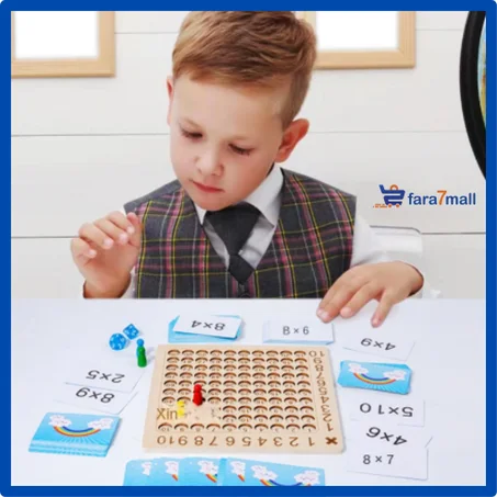 لوحة تعلم جدول الضرب للاطفال بالدكاء الدهني +100 بطاقة للحساب