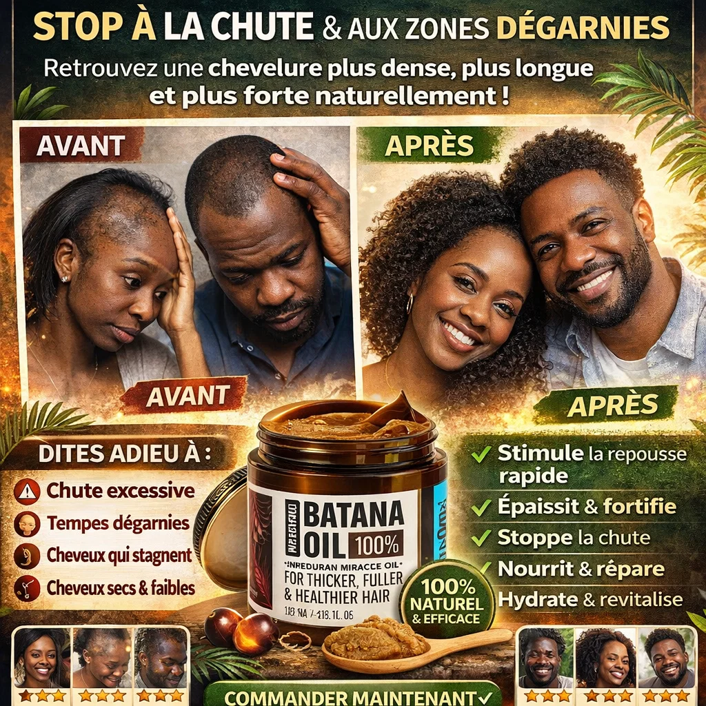 Huile de Batana Pure ✋ STOP À LA CHUTE, À L'ALOPÉCIE, À LA CALVITIE, AUX CHEVEUX STAGNANTS & AUX ZONES DÉGARNIES – Des Cheveux Plus Denses, Plus Longs Naturellement Dès Aujourd’hui CI