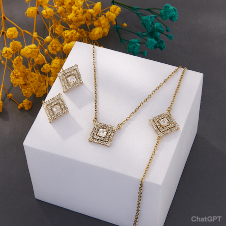 عشاق الاناقة ،انصومبل 3  قطع ، براسلي خاتم وسلسلة