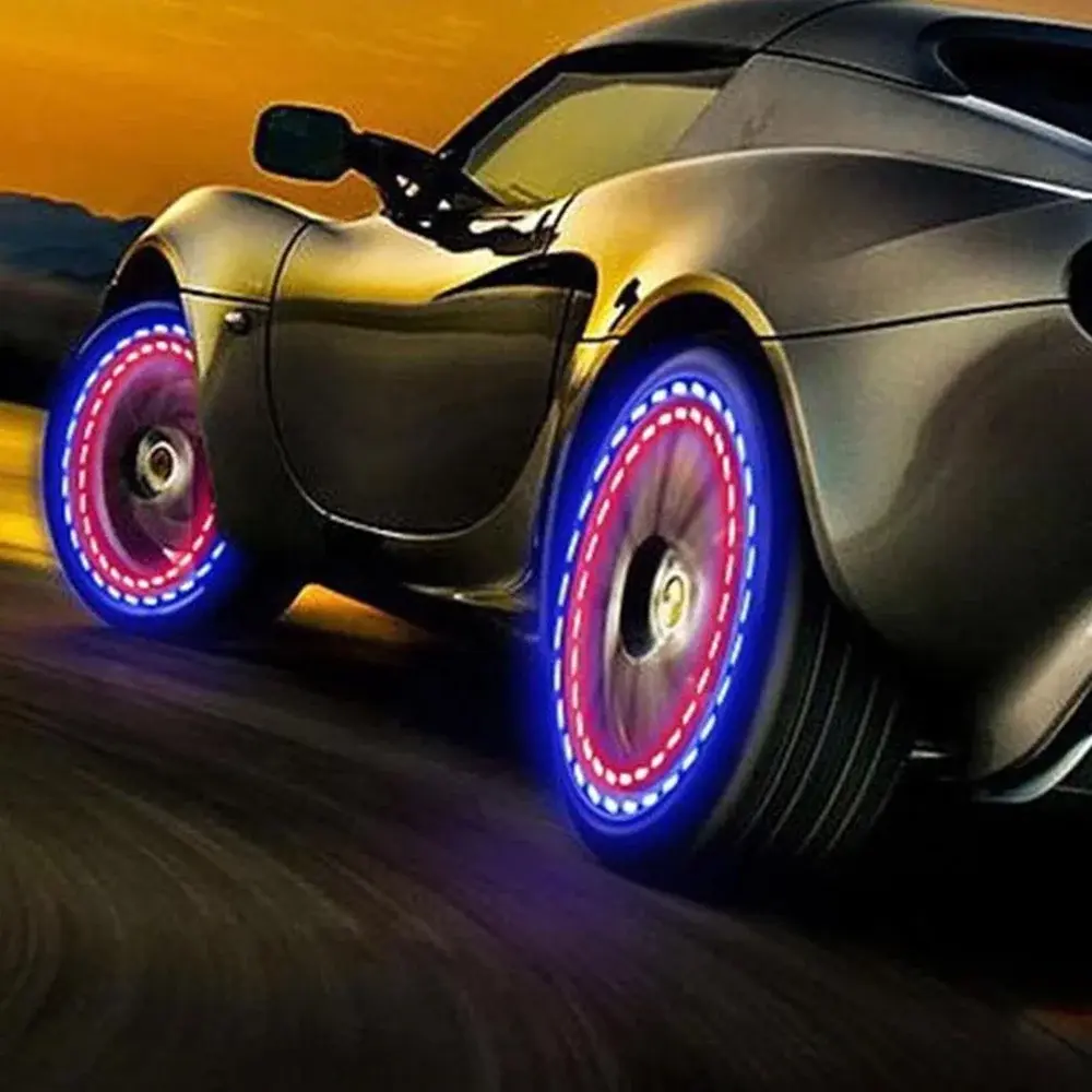 Voiture Roue Pneu, 4-pack Solar Energy Motion Sensors Flashing Colorful Gas Nozzle LED Tire Schrader Valve Cap Lumières Lampe Ampoule étanche pour voiture Auto Motos Vélos