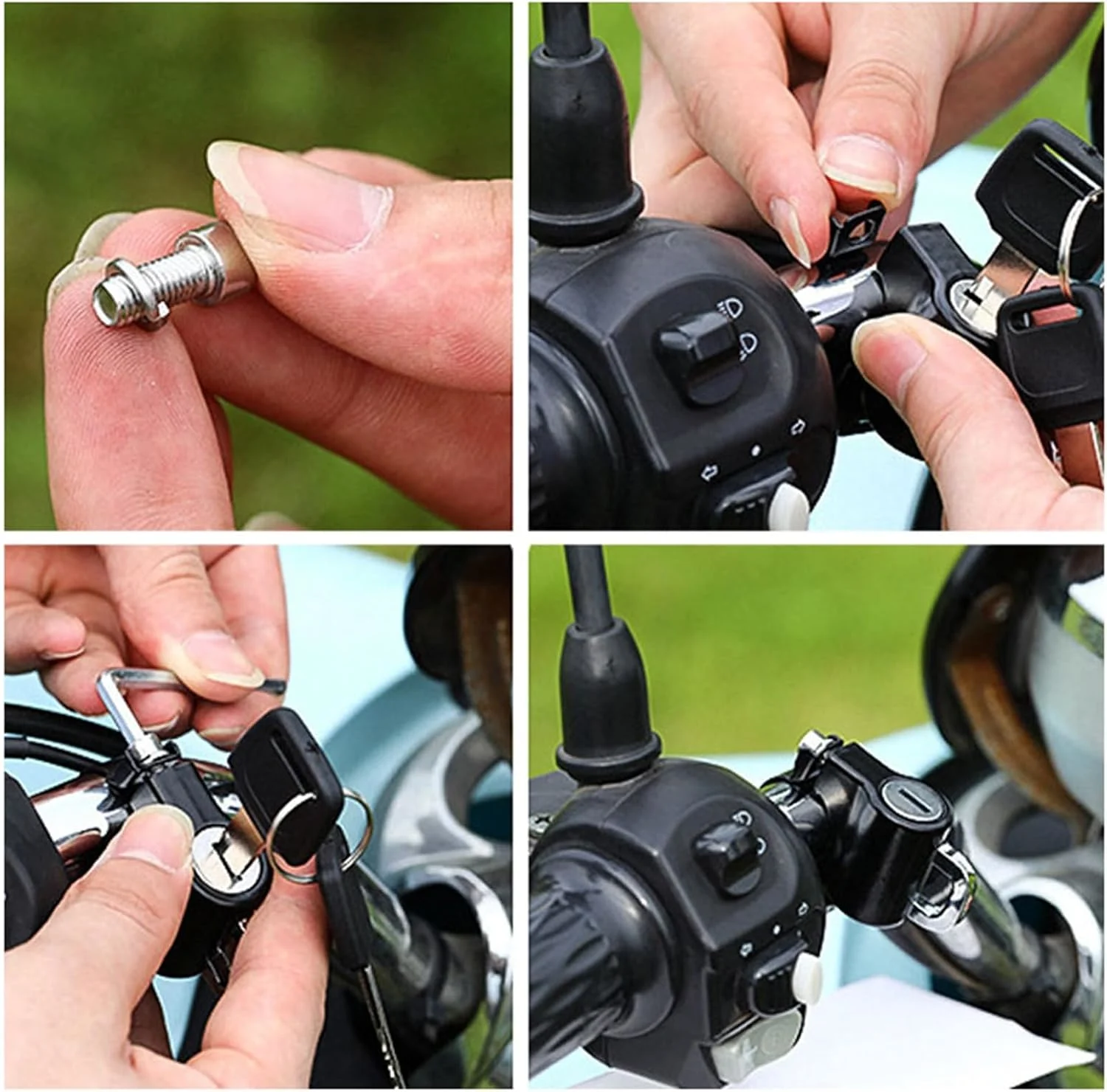 Verrou antivol pour guidon de casque avec 2 clés pour moto électrique scooter Protection sécurisée Design polyvalent Robuste Durable Compact Portable Facile à utiliser