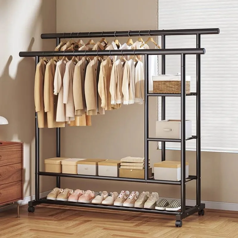 Portant à Vêtements Sur Pied avec Étagères et Boîtes de Rangement – Grand Cintre Multifonction pour Entrée, Dressing et Chambre