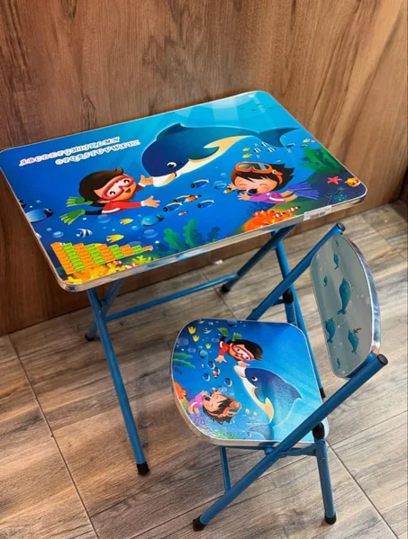 Ensemble Bureau et Chaise Pliants pour Enfants Thème Marin