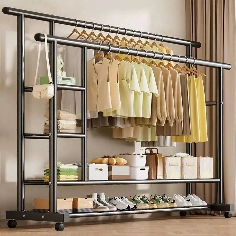 Portant à Vêtements Sur Pied avec Étagères et Boîtes de Rangement – Grand Cintre Multifonction pour Entrée, Dressing et Chambre
