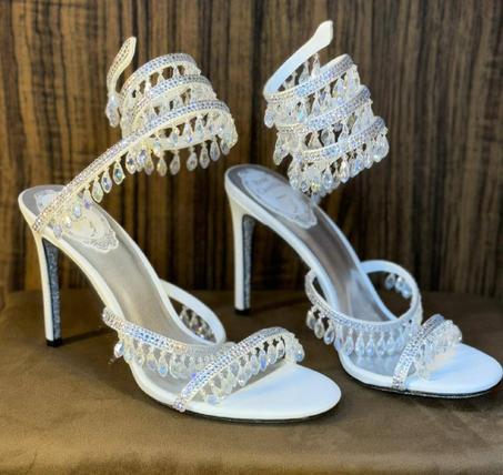 René Caovilla Chandelier 105 Sandals in Satin