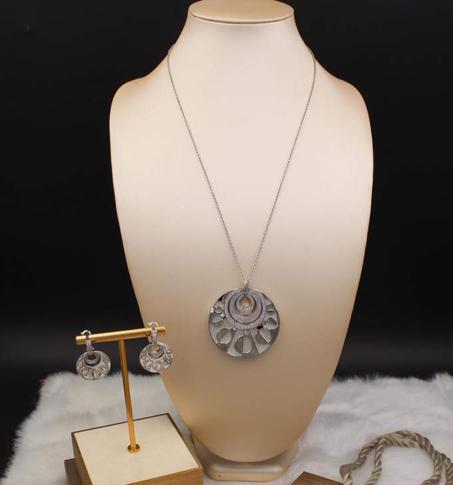 طقم بلغاري سلسلة + أقراط فضي