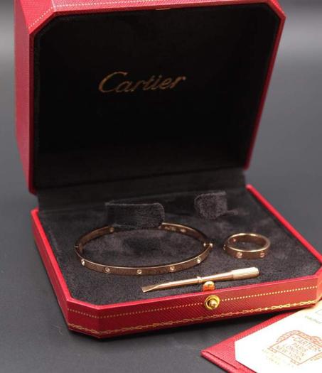 Cartier Bracelet+ Ring Rose Gold With diamonds