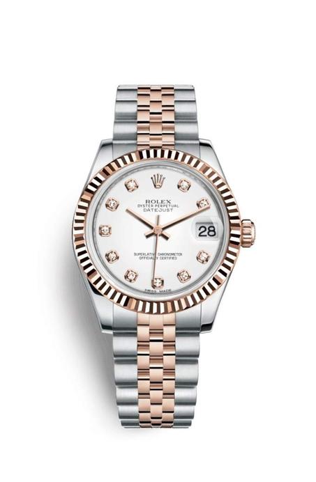 Rolex Datejust 31 Everose Rolesor White set with diamonds Dial