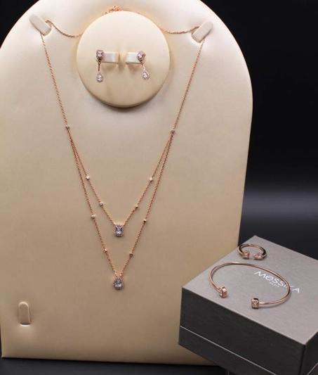 طقم ميسيكا كامل سوار+سلسلة+خاتم+أقراط لونين