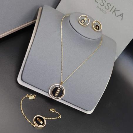 طقم ميسيكا سوار + سلسلة + أقراط جولد/أسود