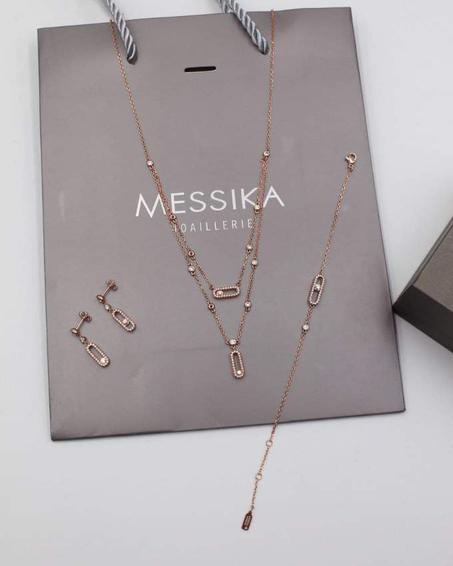 ميسيكا سوار + سلسلة + أقراط روز جولد