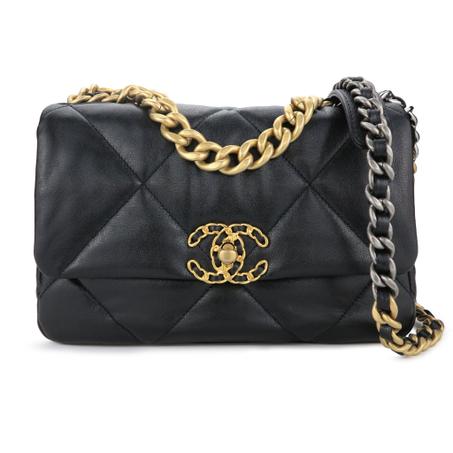 CHANEL 19 Small Flap Bag in Black Lambskin