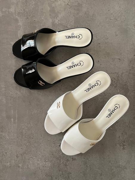 Chanel Patent Pearl Mules