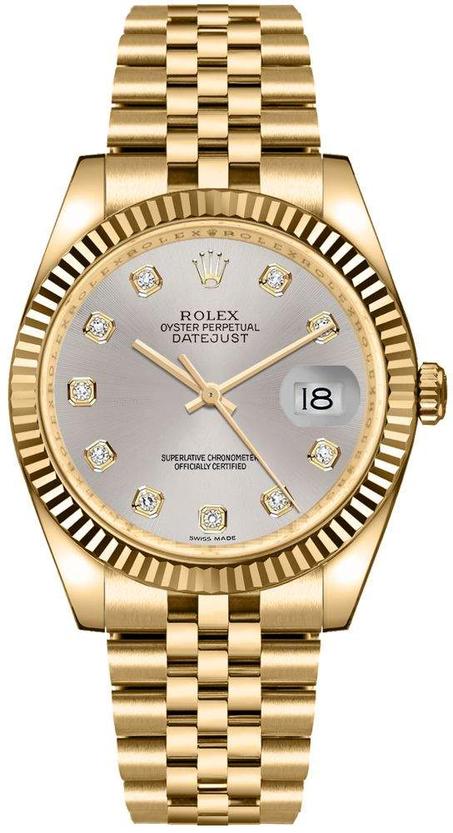 Lady-Datejust White Diamond Dial Gold Watch