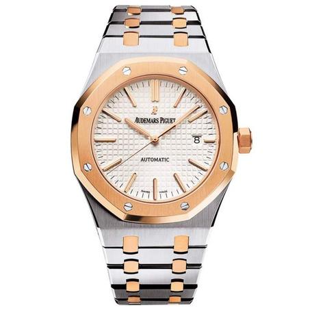 AUDEMARS PIGUET ROYAL OAK 41MM STEEL & ROSE GOLD SILVER DIAL BRACELET WATCH