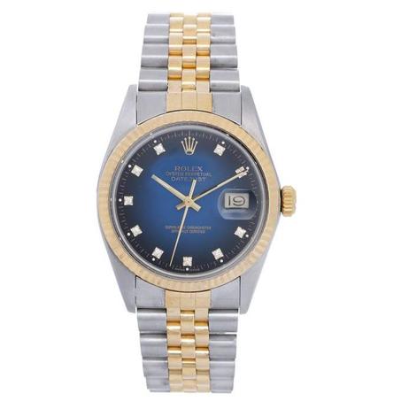 MEN'S ROLEX DATEJUST 2-TONE BLUE DIAMOND DIAL WATCH