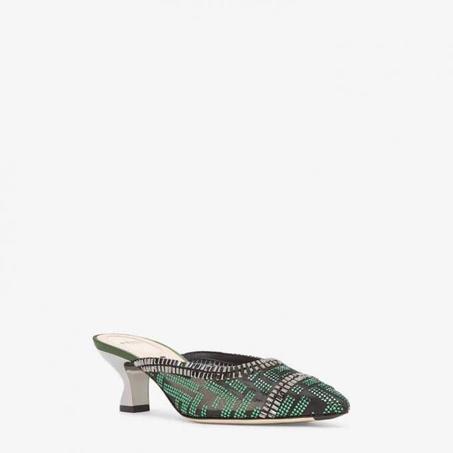 FENDI COLIBRI SABOTS GREEN