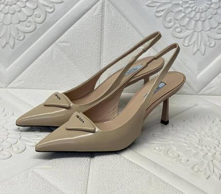 Prada Saffiano patent leather slingback pumps