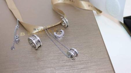 طقم بلغاري سلسلة + أقراط + خاتم فضي