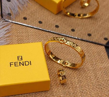 طقم فندي سوار + خاتم جولد